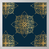 Gold Mandala Damask Pattern Folie Afdrukken (Voorkant)