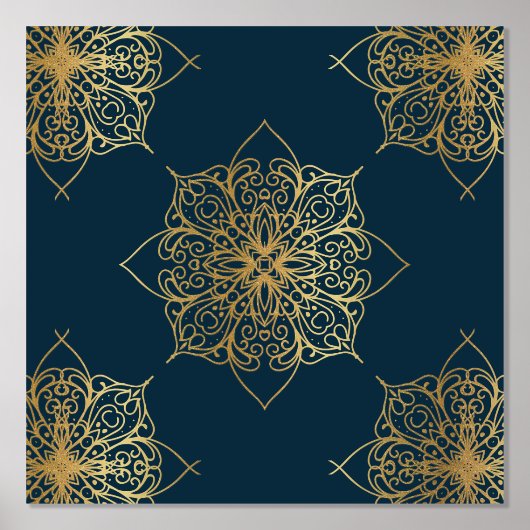 Gold Mandala Damask Pattern Folie Afdrukken (Voorkant)