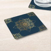 Gold Mandala Damask Pattern Kartonnen Onderzetters (Schuin)