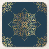 Gold Mandala Damask Pattern Kartonnen Onderzetters (Voorkant)