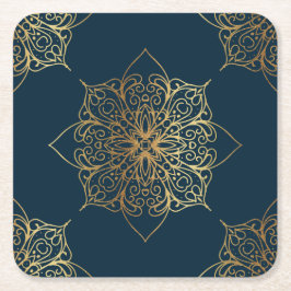 Gold Mandala Damask Pattern Kartonnen Onderzetters