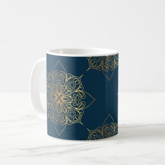 Gold Mandala Damask Pattern Koffiemok (Voorkant links)