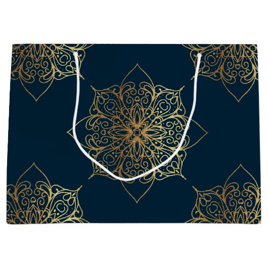 Gold Mandala Damask Pattern Large Cadeautasje (Voorkant)