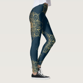 Gold Mandala Damask Pattern Leggings