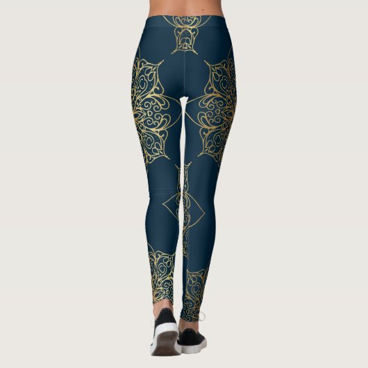 Gold Mandala Damask Pattern Leggings (Achterkant)