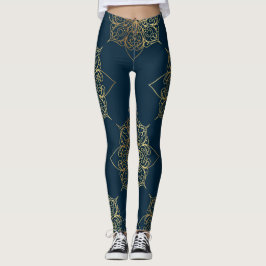 Gold Mandala Damask Pattern Leggings
