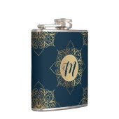 Gold Mandala Damask Pattern & Monogram Heupfles (Rechts)