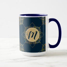 Gold Mandala Damask Pattern & Monogram Mok