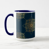 Gold Mandala Damask Pattern & Monogram Mok (Links)