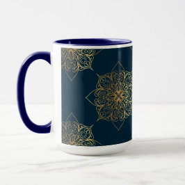 Gold Mandala Damask Pattern & Monogram Mok