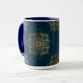 Gold Mandala Damask Pattern & Monogram Mok (Voorkant links)