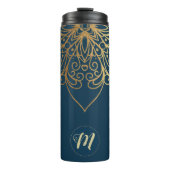 Gold Mandala Damask Pattern & Monogram Thermosbeker (Voorkant)