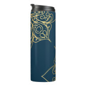 Gold Mandala Damask Pattern & Monogram Thermosbeker (Geroteerd rechts)