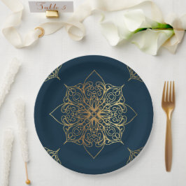 Gold Mandala Damask Pattern Papieren Bordje