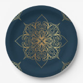 Gold Mandala Damask Pattern Papieren Bordje (Voorkant)