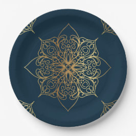 Gold Mandala Damask Pattern Papieren Bordje
