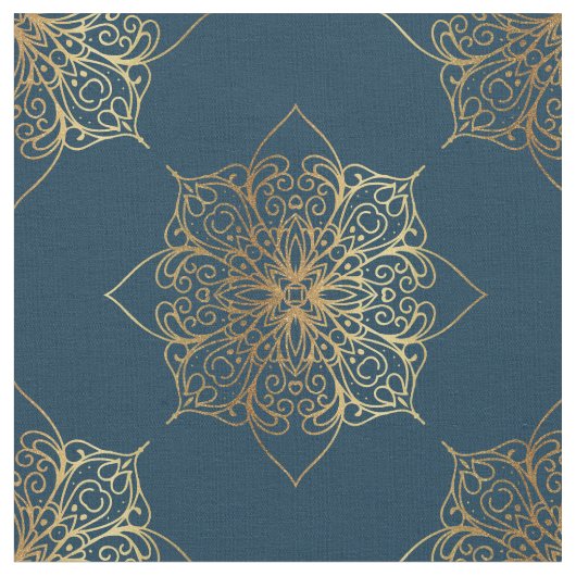 Gold Mandala Damask Pattern Stof (Close Up)