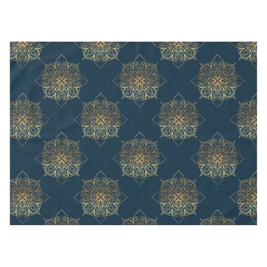 Gold Mandala Damask Pattern Tafelkleed (Voorkant (Horizontaal))