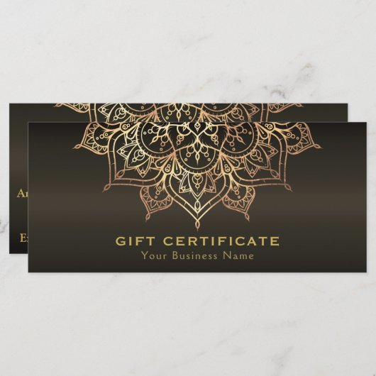 Gold Mandala Earthy Brown Modern Gift Certificate