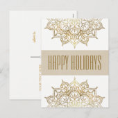 Gold Mandala Elegant Chic Glam Holiday Greetings Feestdagenkaart (Voorkant / Achterkant)