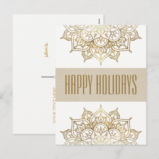 Gold Mandala Elegant Chic Glam Holiday Greetings Feestdagenkaart (Voorkant / Achterkant)