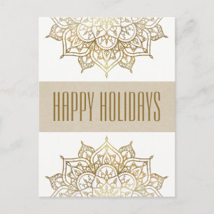 Gold Mandala Elegant Chic Glam Holiday Greetings Feestdagenkaart