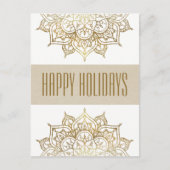 Gold Mandala Elegant Chic Glam Holiday Greetings Feestdagenkaart (Voorkant)