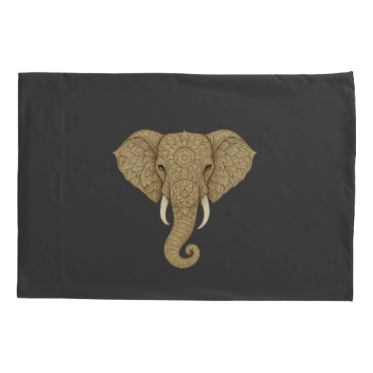 Gold Mandala Elephant Hamsa Hand - Reversible Boho Kussensloop (Achterkant)