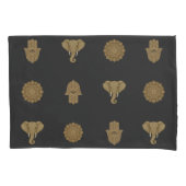 Gold Mandala Elephant Hamsa Hand - Reversible Boho Kussensloop (Voorkant)