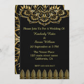 Gold Mandala en Henna Wedding Invitation Kaart (Voorkant / Achterkant)