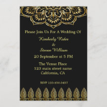Gold Mandala en Henna Wedding Invitation