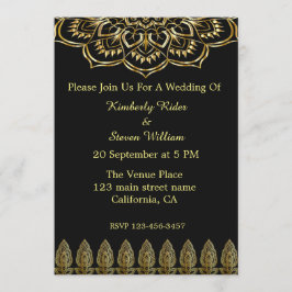 Gold Mandala en Henna Wedding Invitation Kaart