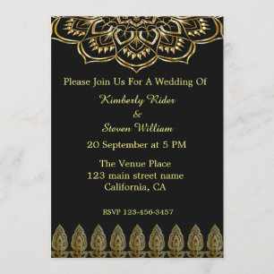 Gold Mandala en Henna Wedding Invitation Kaart