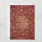 Gold Mandala Floral Burgundy Ombre Wedding Kaart (Achterkant)