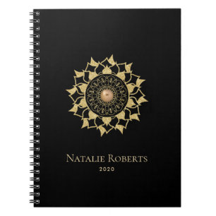 Gold Mandala Flower Elegant Black Notitieboek