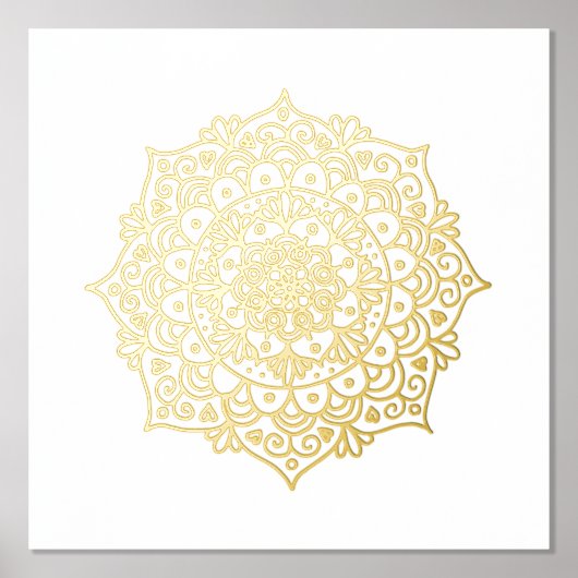 Gold Mandala Flower Folie Art afdrukken (Voorkant)