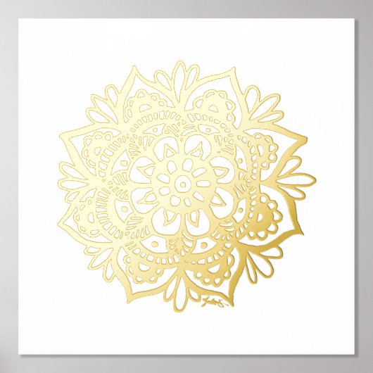 Gold Mandala Flower Folie Art afdrukken Folie Afdrukken (Voorkant)