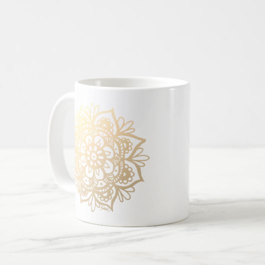 Gold Mandala Flower Koffiemok (Voorkant links)