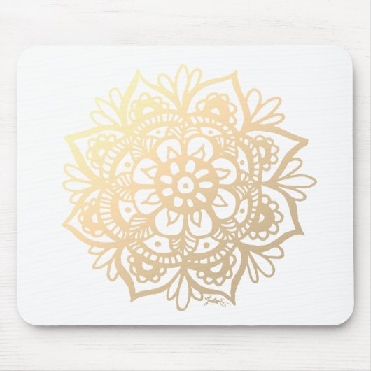 Gold Mandala Flower Muismat (Voorkant)