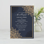 Gold mandala huwelijksuitnodiging kaart (Staand voorkant)