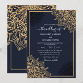 Gold mandala huwelijksuitnodiging kaart (Voorkant / Achterkant)
