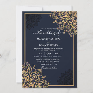 Gold mandala huwelijksuitnodiging kaart