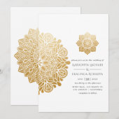 Gold Mandala Indian Wedding Kaart (Voorkant / Achterkant)