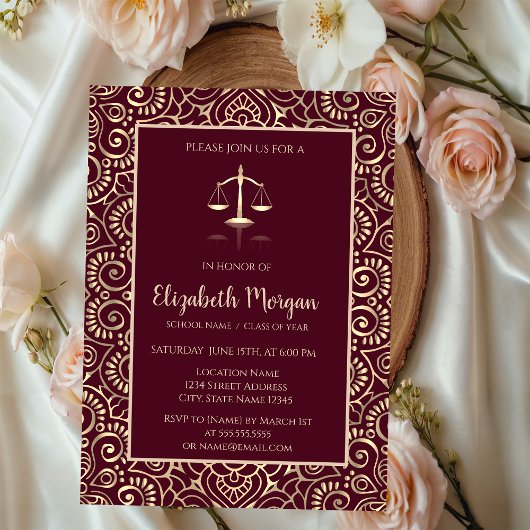 Gold Mandala Law School Burgundy Afstuderen Kaart