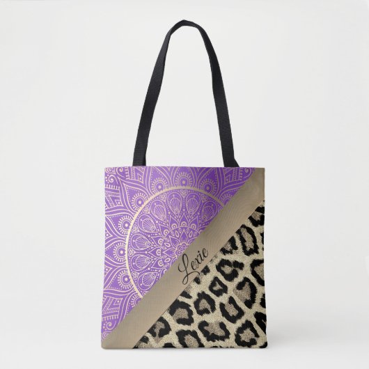 Gold Mandala Leopard Print Tote Bag (Voorkant)
