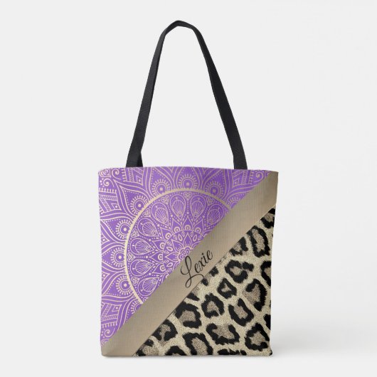 Gold Mandala Leopard Print Tote Bag (Achterkant)