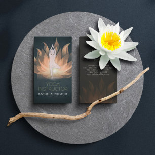 Gold Mandala Lotus Floral en Yoga Meditation Pose Visitekaartje