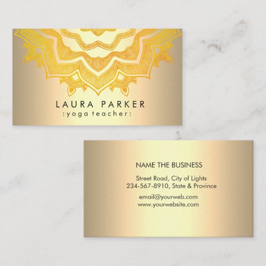 Gold Mandala Lotus Flower Yoga Meditation Holistic Visitekaartje (Voorkant / Achterkant)