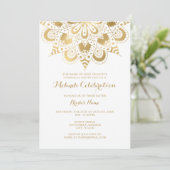 Gold Mandala Mehndi Celebration Uitnodiging (Staand voorkant)