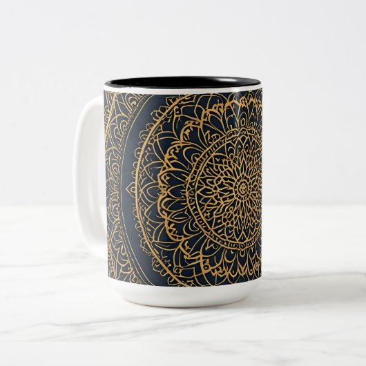 Gold Mandala Midnight Blue Mok (Voorkant links)